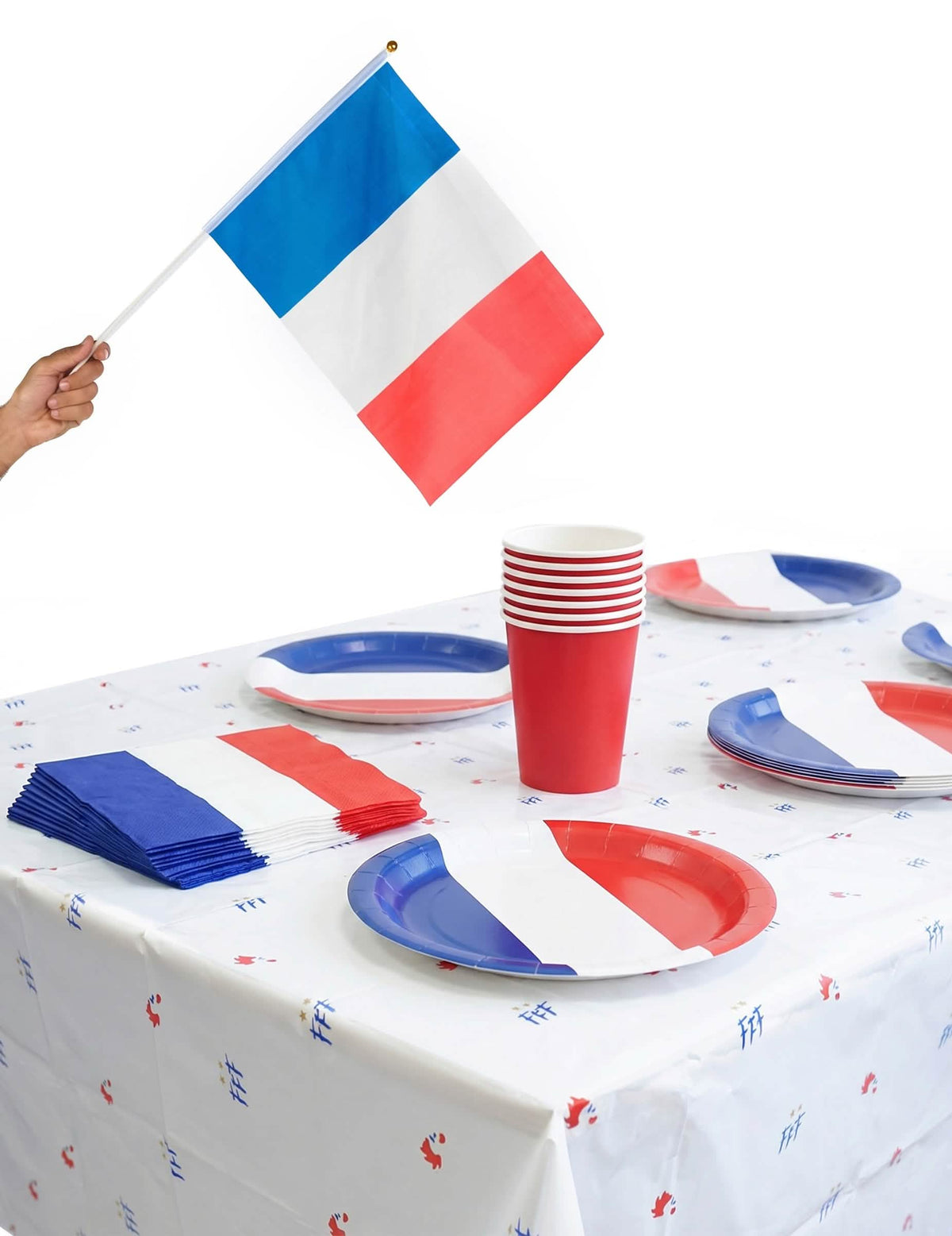 Set décoration de table supporter France pour supporters bleu blanc rouge