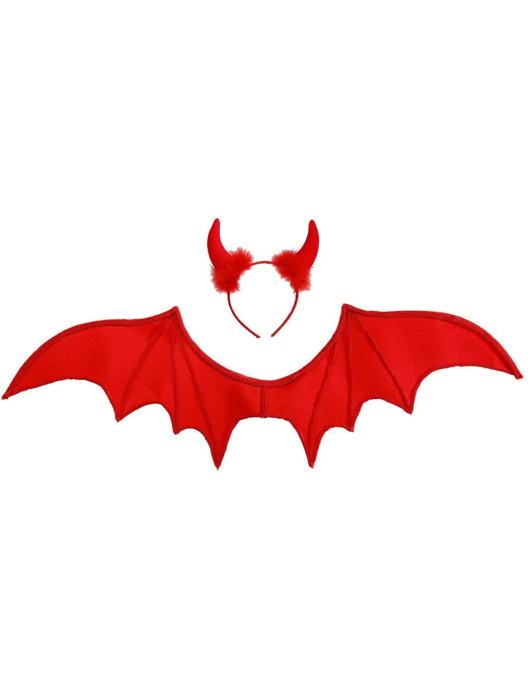 vleugels en hoorns van de rode Halloween demoonset