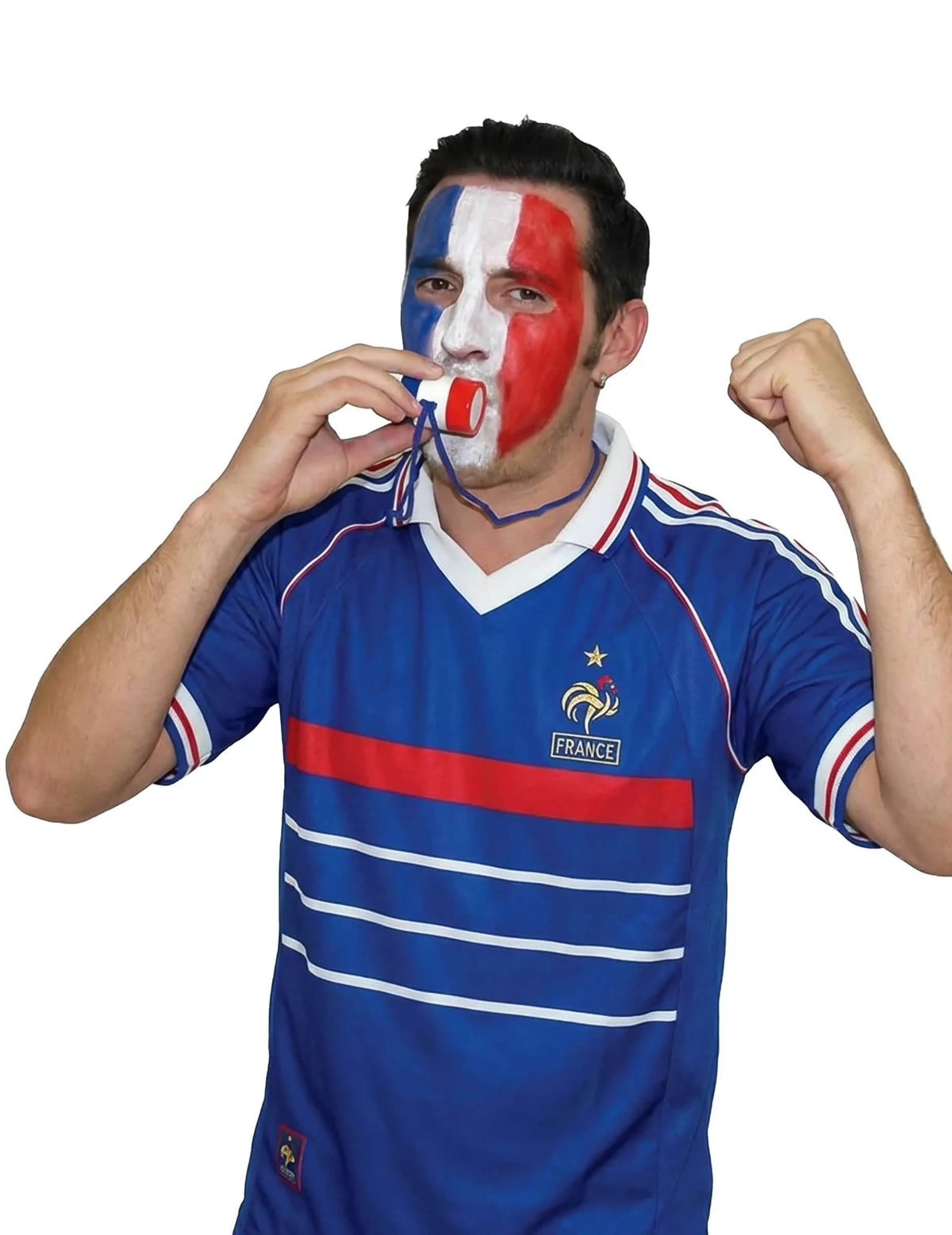 Detail van de mini-trompet van de supporterset voor frankrijk