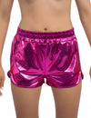 Short métalisé rose femme