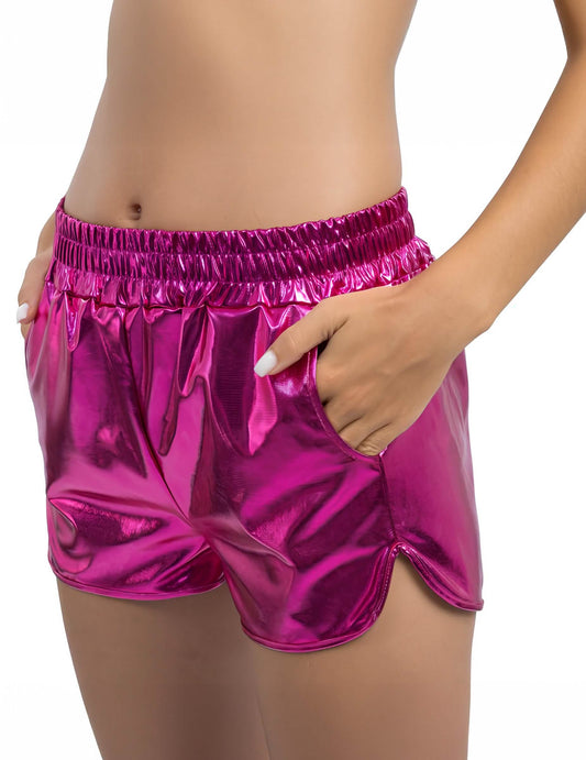 Roze metallic short dames