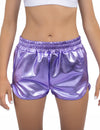 Paarse metallic short dames
