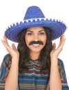 Sombrero bleu à bordure pompons adulte