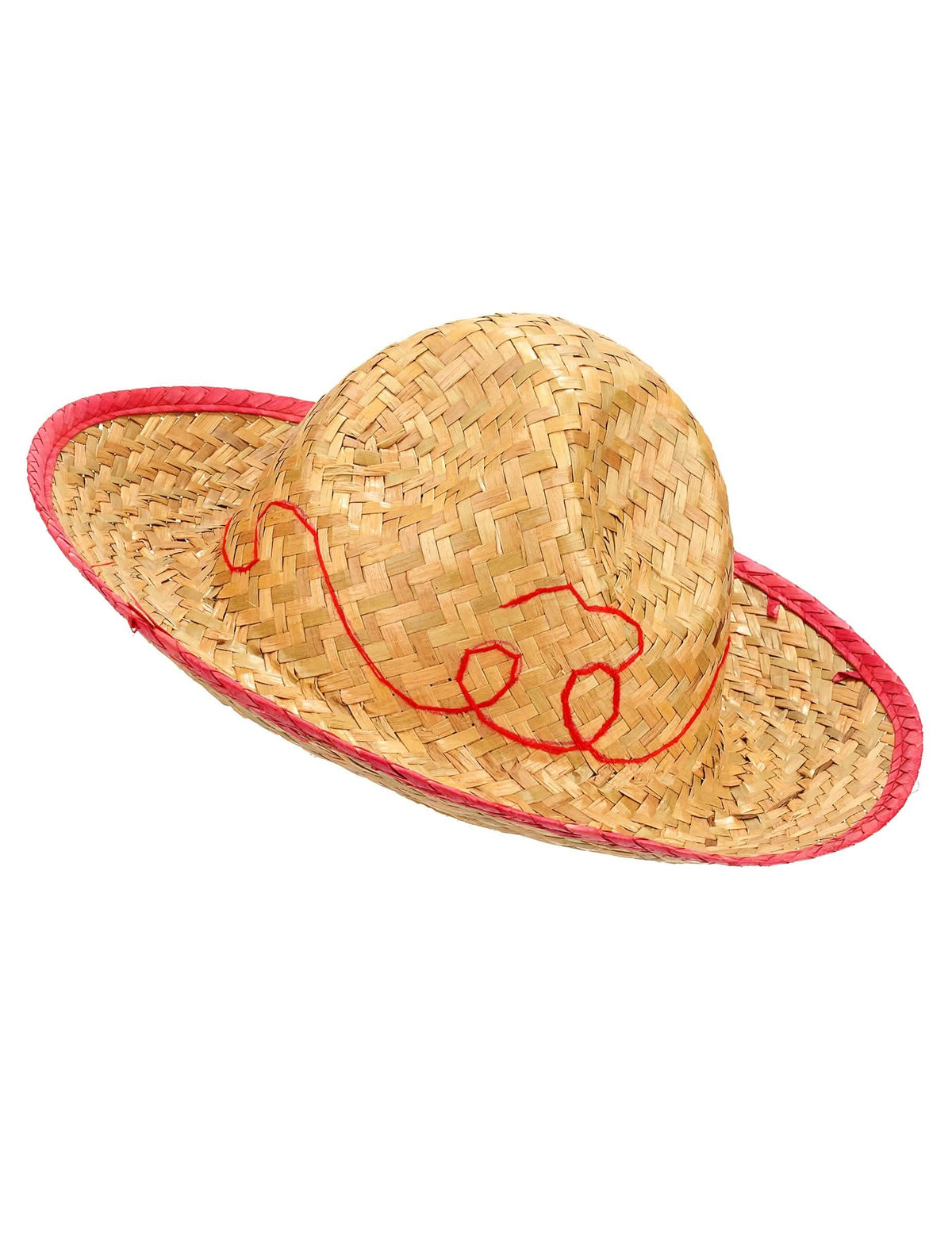 Kinderstrohoed met rood randje