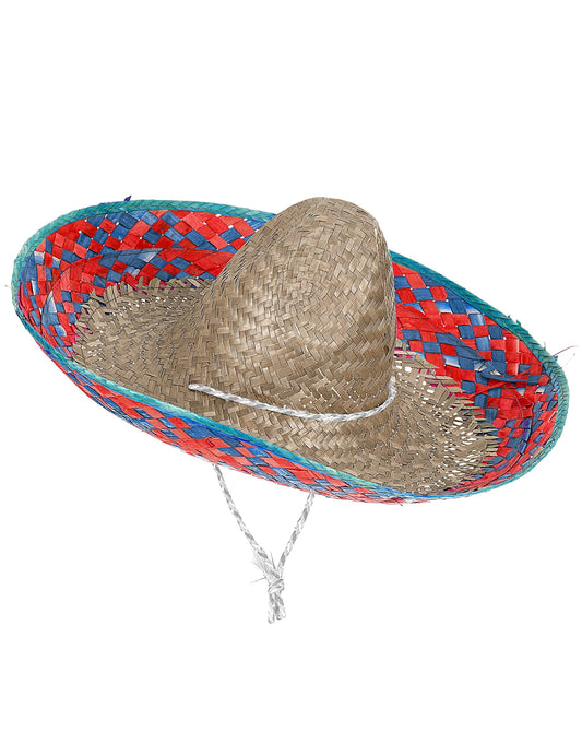 Sombrero met roze en blauwe rand voor volwassenen