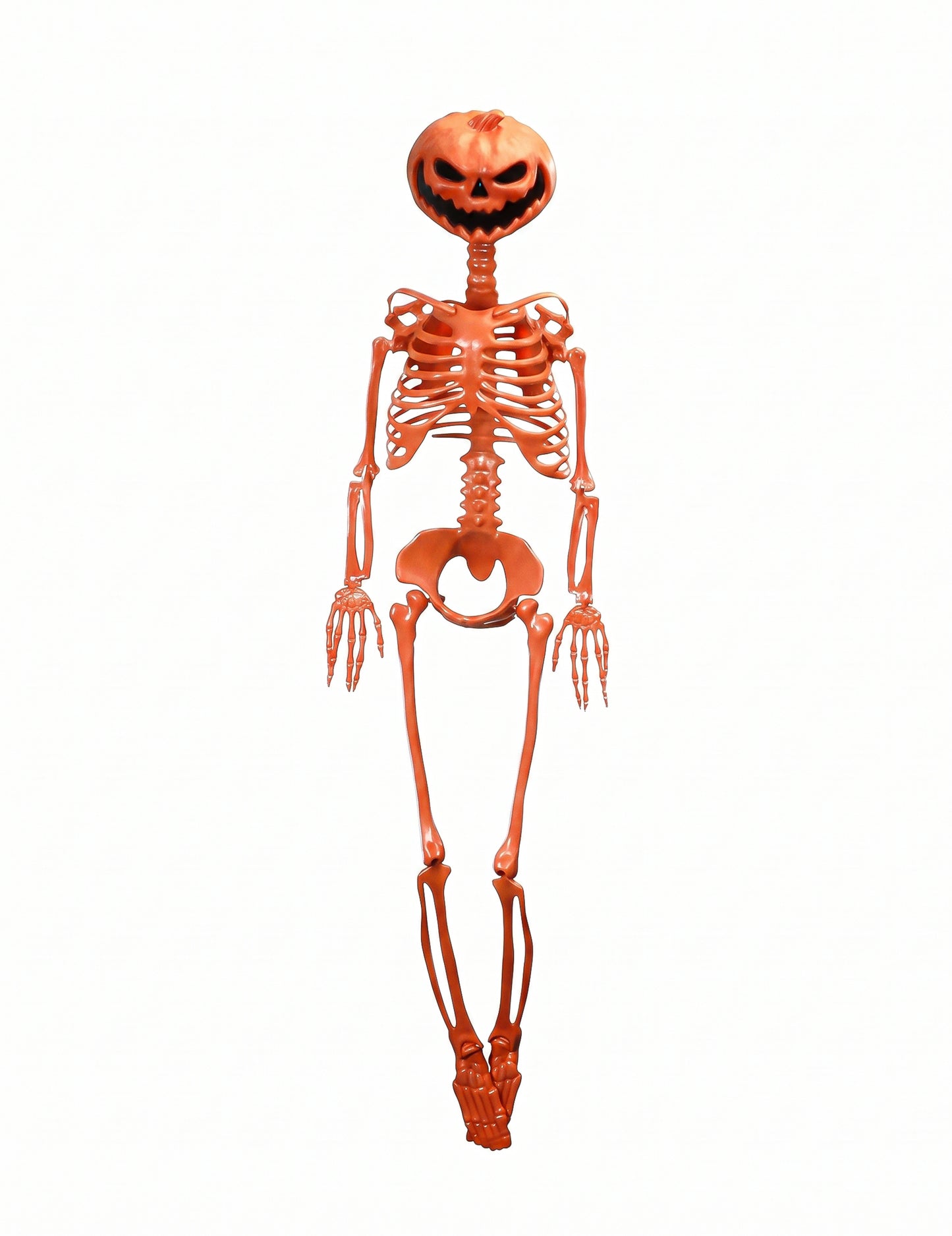 Summerween beweegbaar skelet met pompoenhoofd oranje 1 m