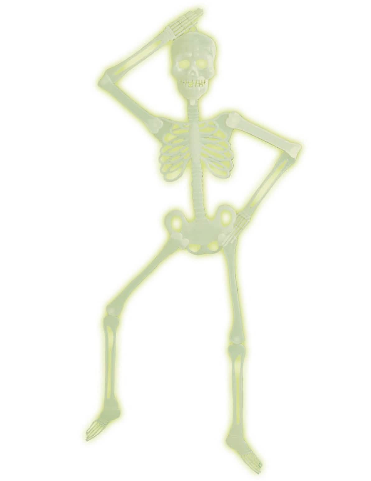 Squelette articulé Halloween phosphorescent vert
