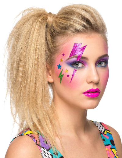 Glitter bliksem gezichtsstickers kleurrijk