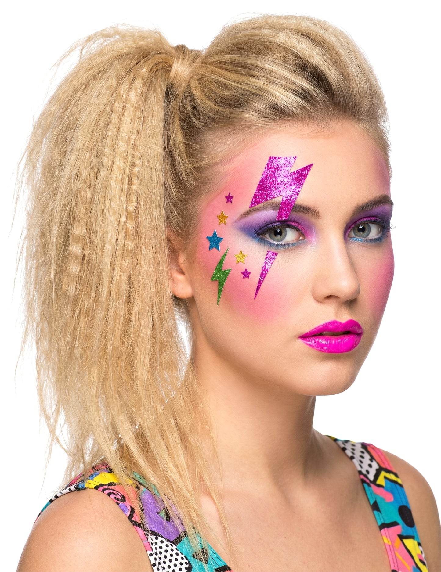 Glitter bliksem gezichtsstickers kleurrijk