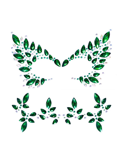 Strass adhésifs empoisonneuses verte visage et corps