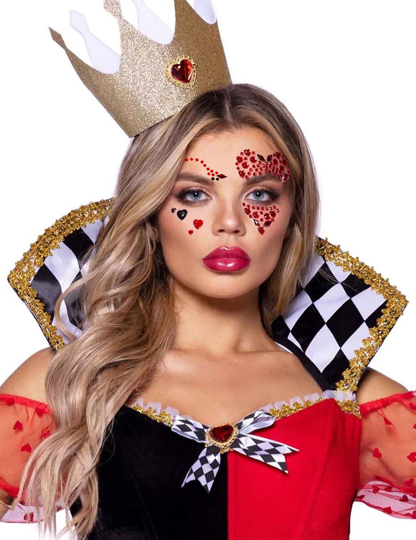 Queen of Hearts zelfklevende strasssteentjes voor gezicht en lichaam