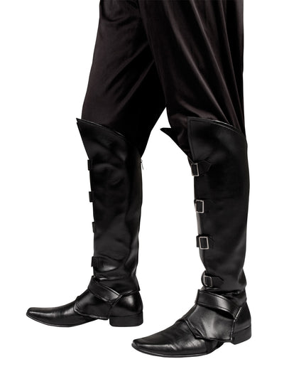 Sur-bottes effet cuir pour adulte noires avec boucles argentées