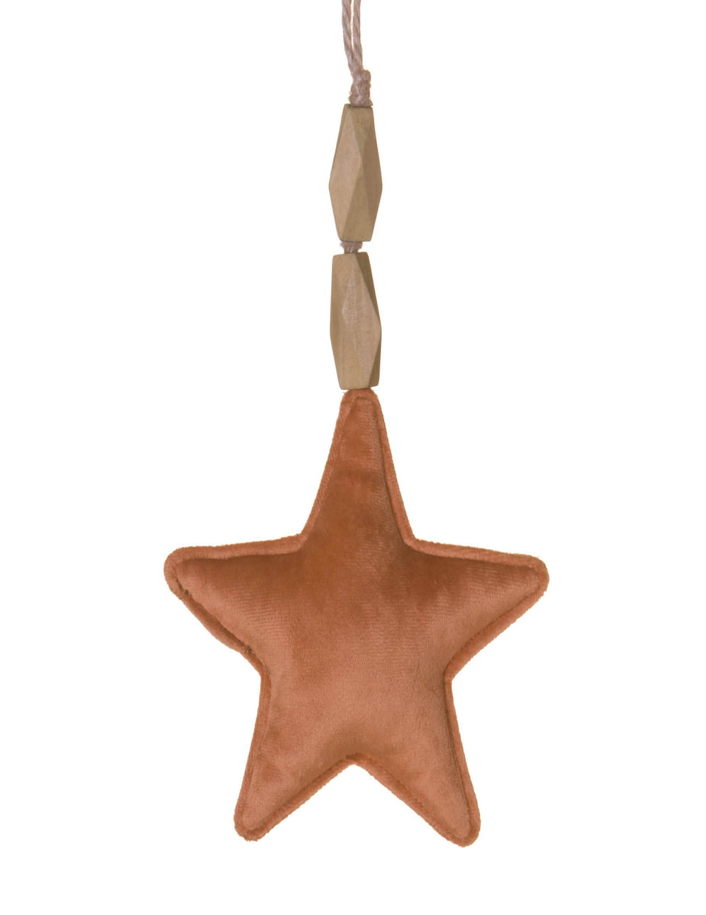 Suspension étoile en velours pour décoration terracotta avec cordelette et perles en bois