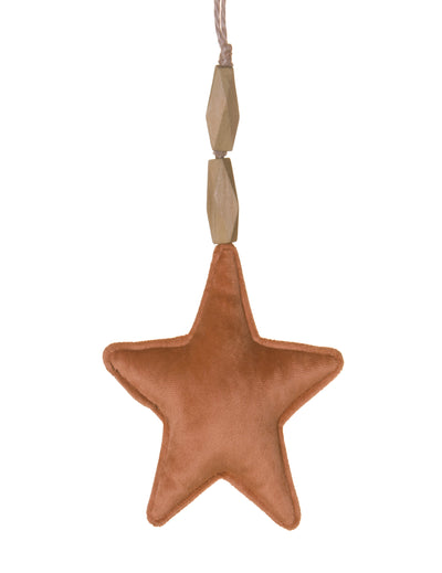 Suspension étoile en velours pour décoration terracotta avec cordelette et perles en bois