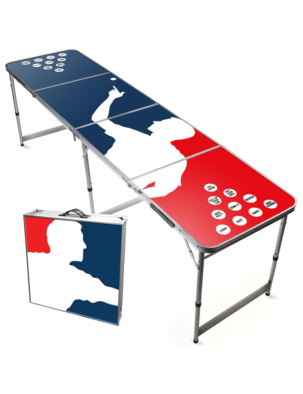 Table à beer pong Major League Beer Pong pour adulte bleu blanc rouge pliable
