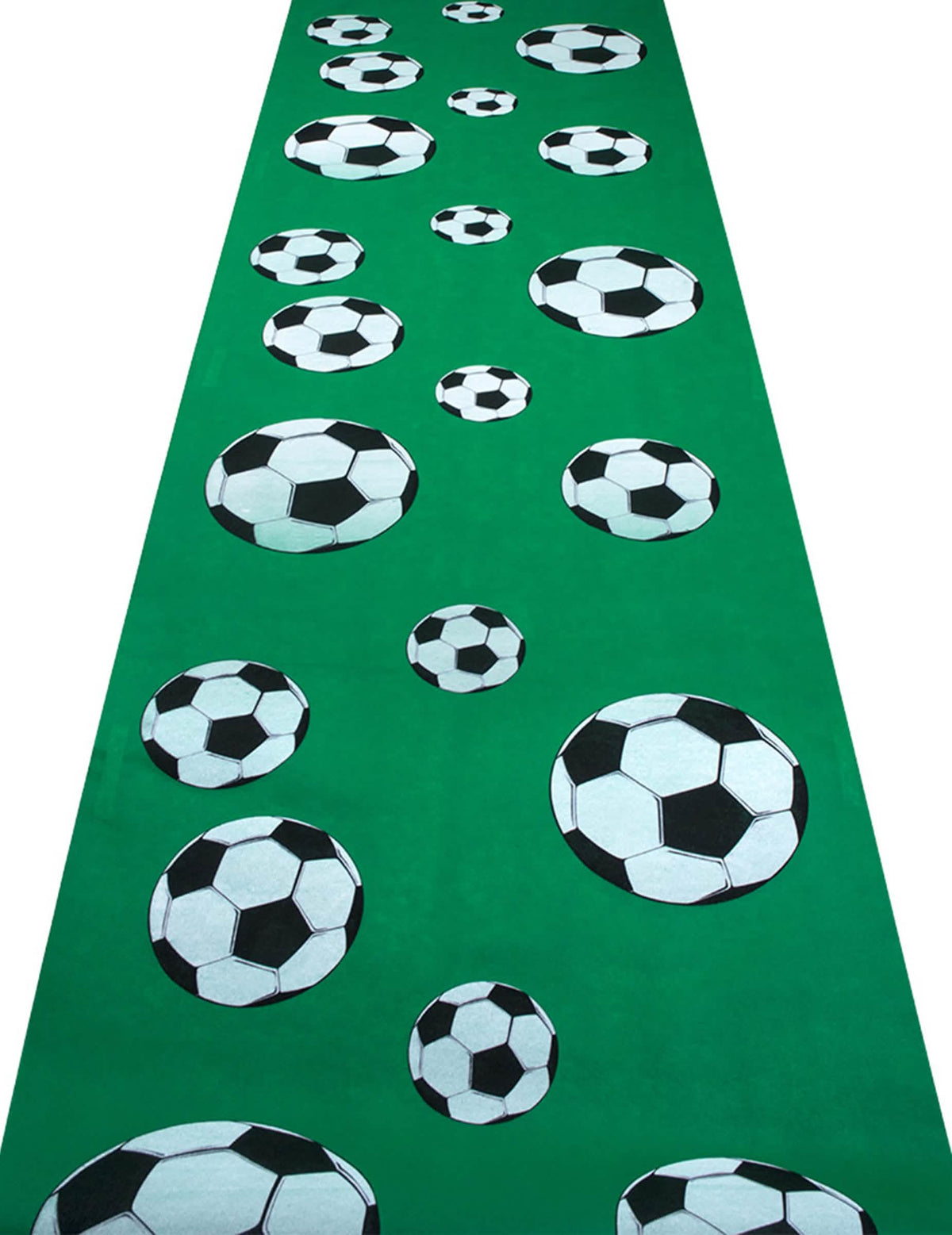 Tapis Foot party pour fête vert avec motifs ballons de football