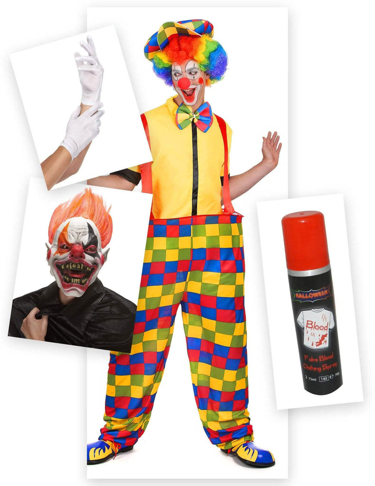 Angstaanjagende clown kostuum pack voor volwassenen