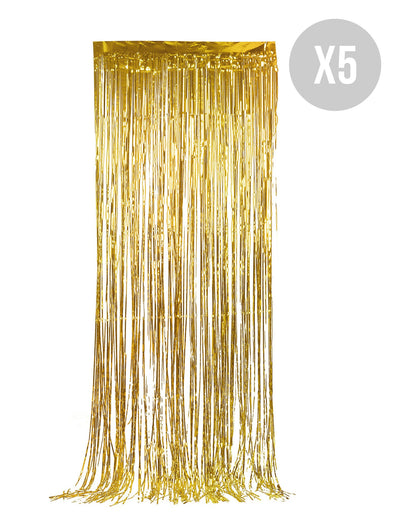 Pack de 5 rideaux scintillants dorés