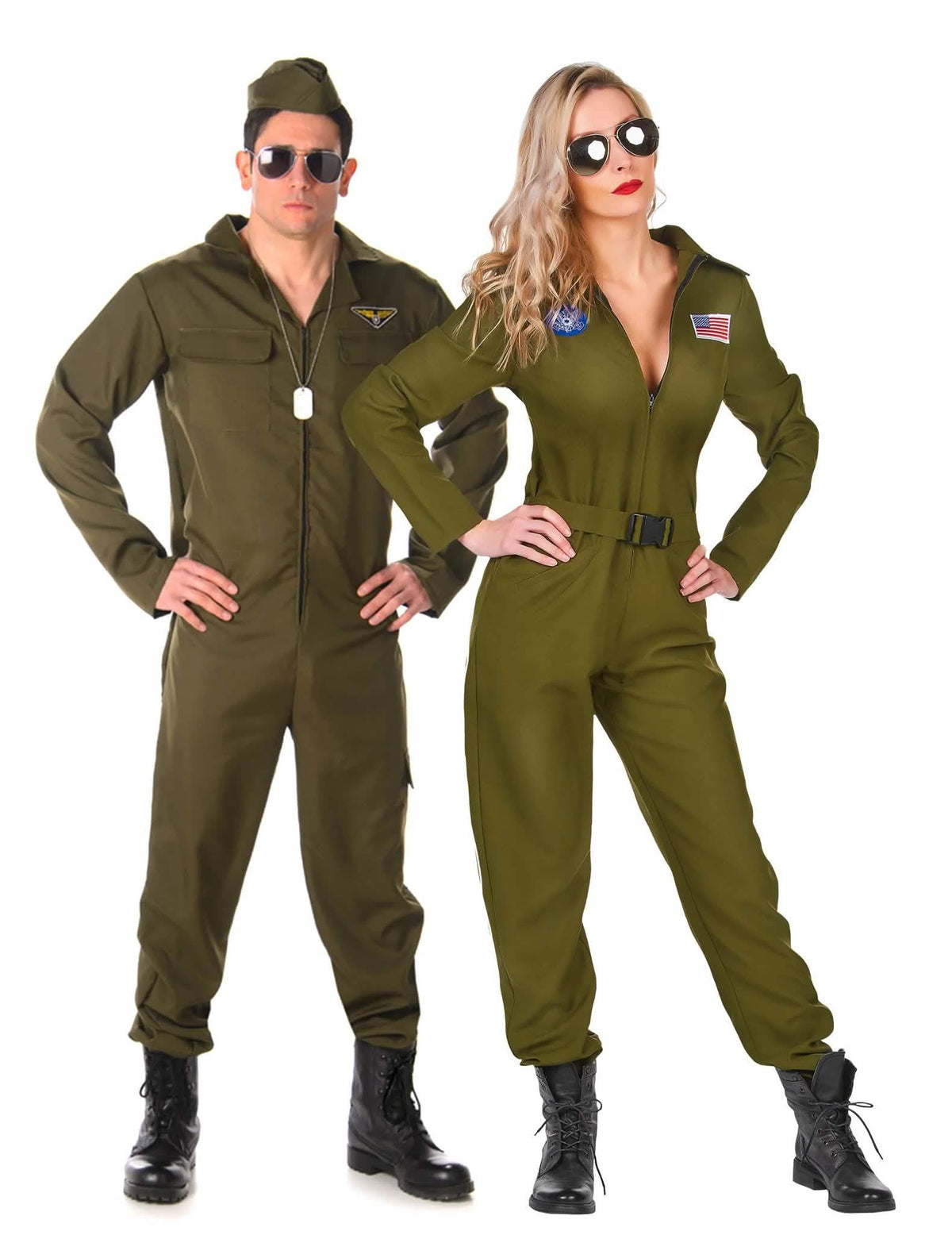 Déguisement de couple pilote de chasse adulte