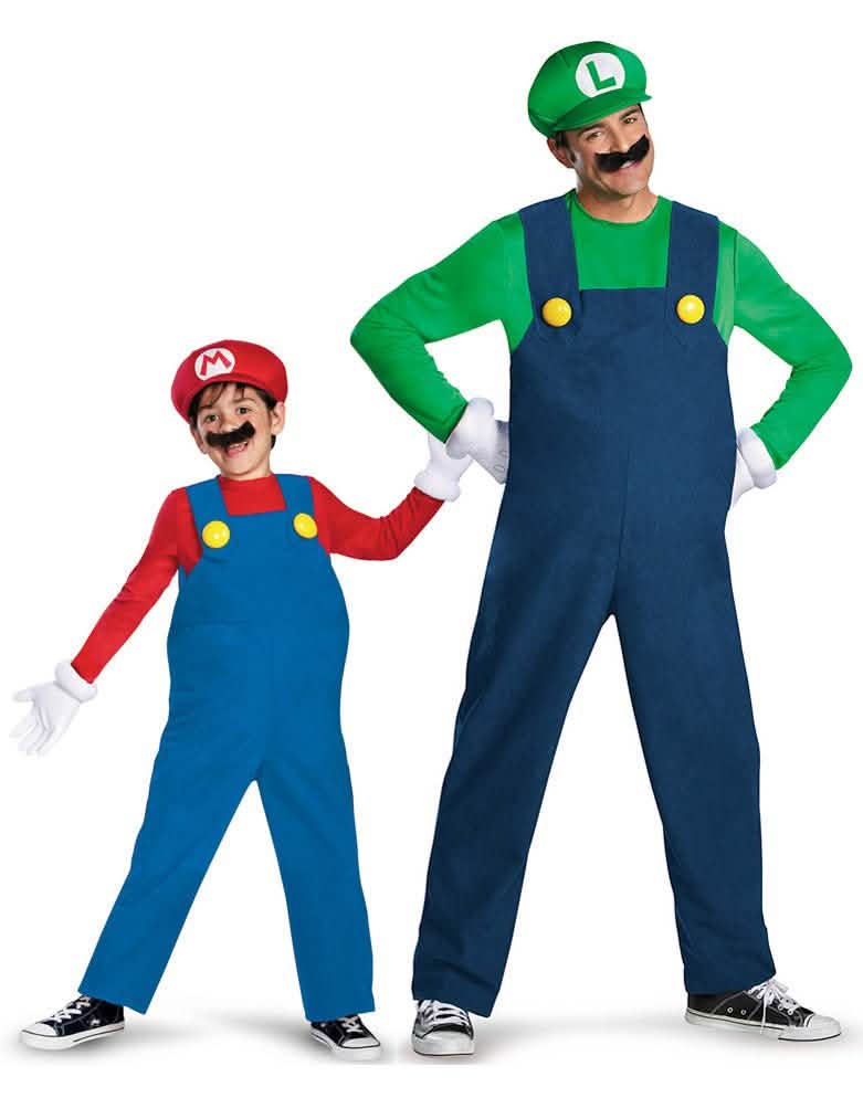 Déguisement de couple Luigi™ et Mario™ père fils