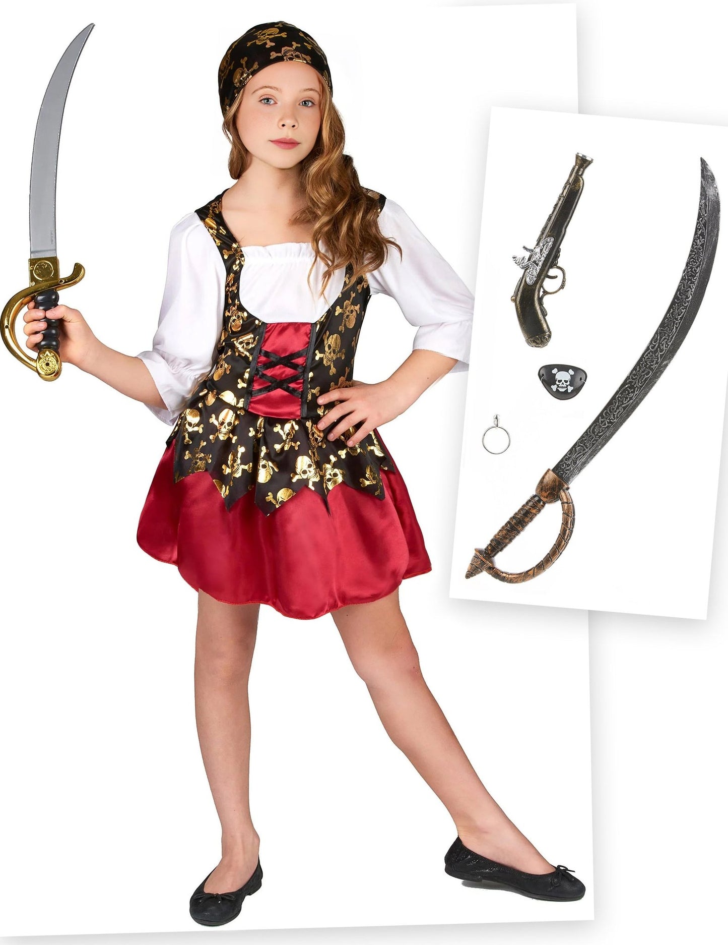Piraat kostuum pack met accessoires voor meisjes