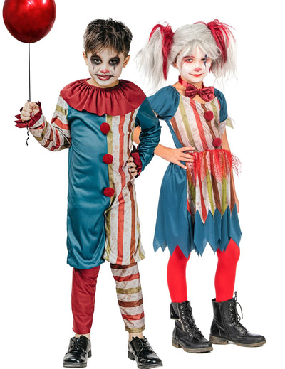 Déguisement de couple clown colorés enfant Halloween