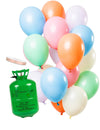 Kit bouteille d'hélium avec 15 ballons pastel avec ruban satin