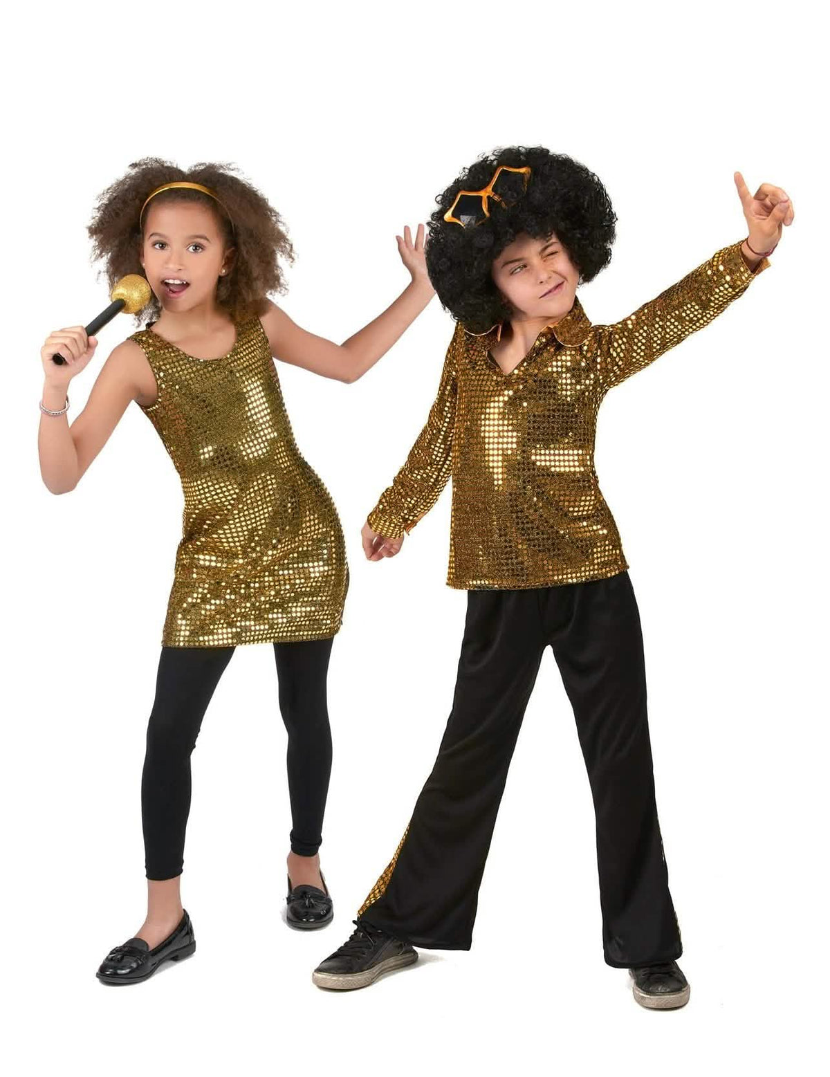 Goudkleurig disco koppel kostuum voor kinderen