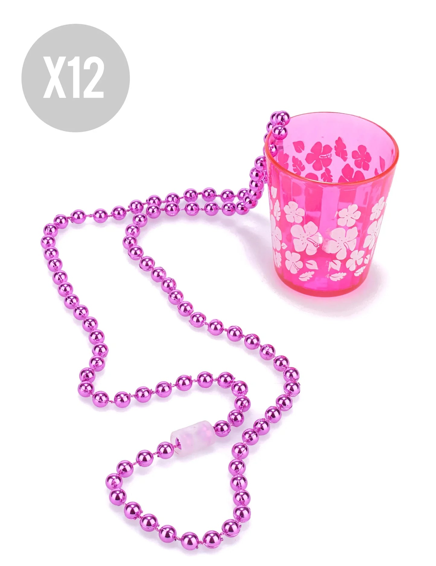 Pack de 12 colliers roses avec verre à shooter