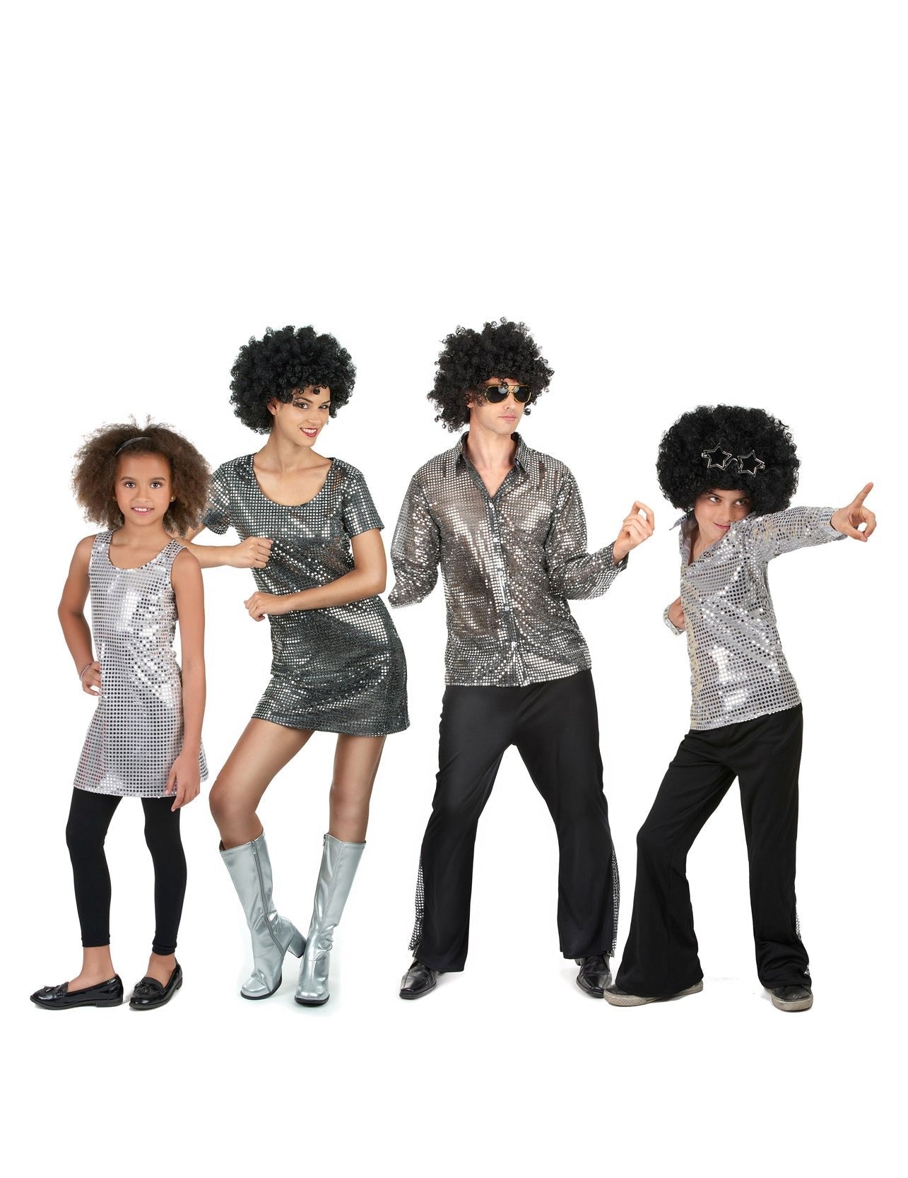 Déguisement famille disco argent
