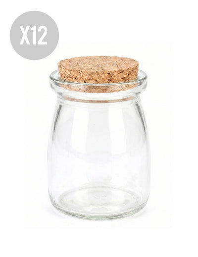 12 petits pots en verre avec bouchon en liège 7 cm