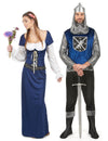 Déguisement de couple médiéval bleu adulte