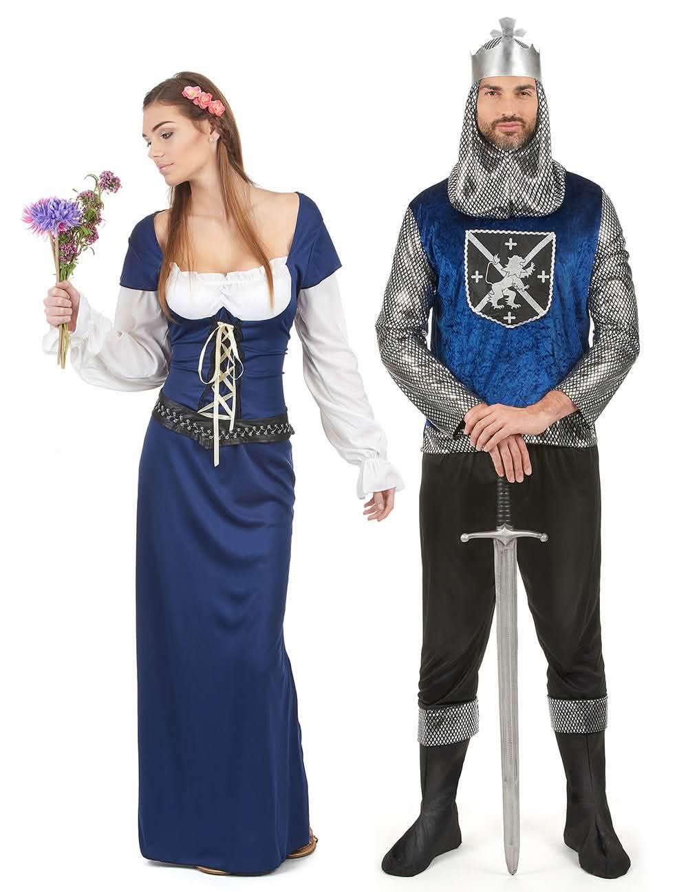 Blauw middeleeuws koppelkostuum
