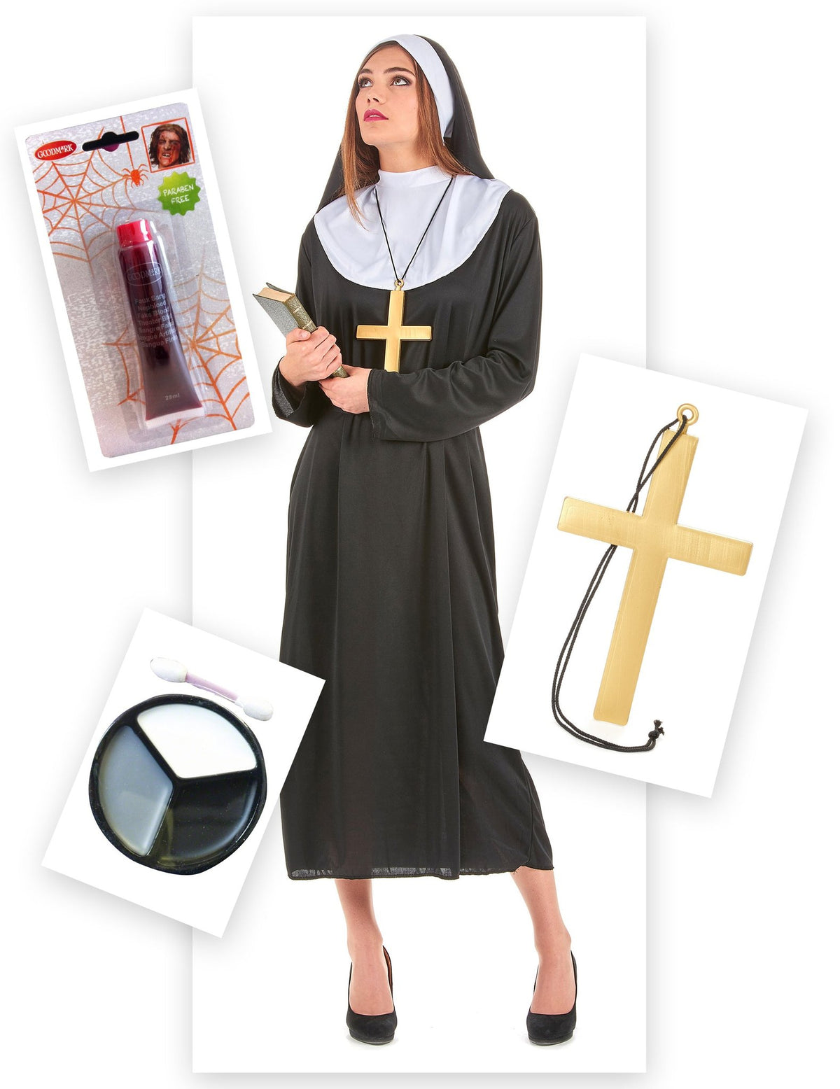 Pack déguisement nonne maléfique femme