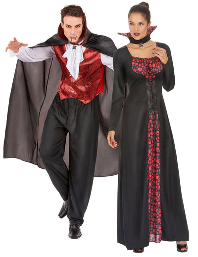 Déguisement de couple vampire terrifiants rouge Halloween adulte