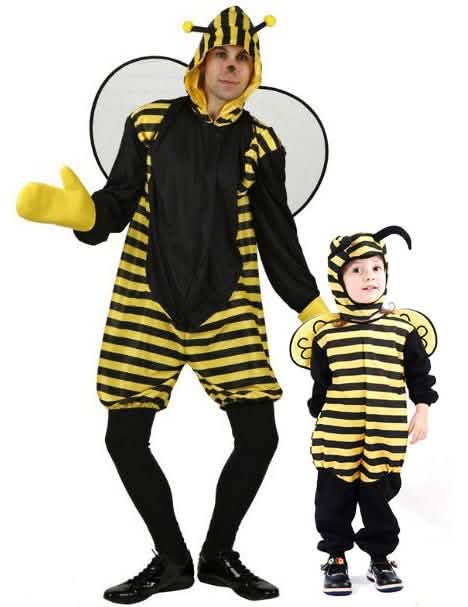 Déguisement de couple abeille père et fils