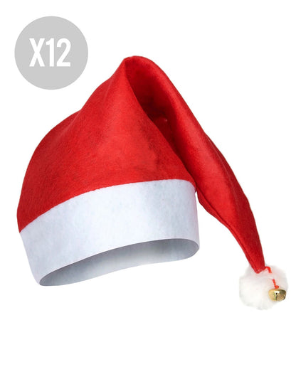 12 kerstmutsen met belletje volwassenen
