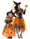 Déguisement de couple sorcière orange mère et fille Halloween