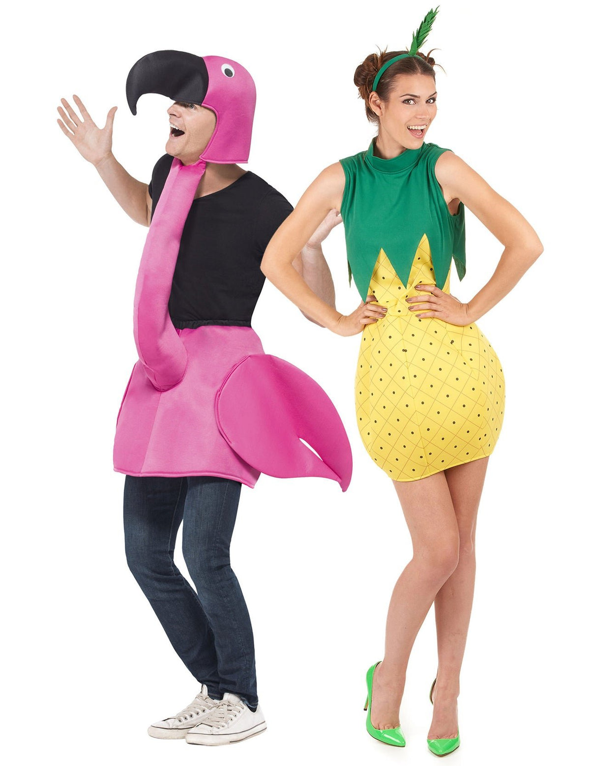 Roze flamingo en ananas koppelkostuum