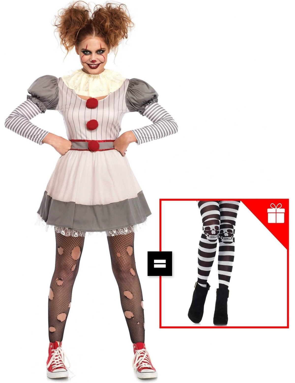 Griezelige clown vermomming met gratis maillot