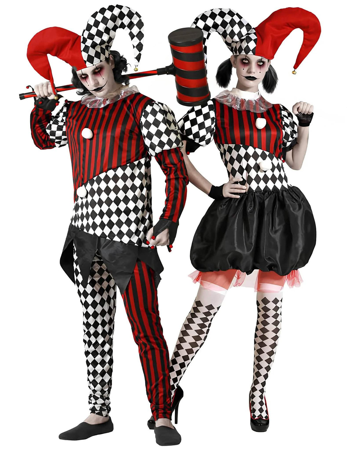Déguisement de couple Arlequin effrayant adulte Halloween