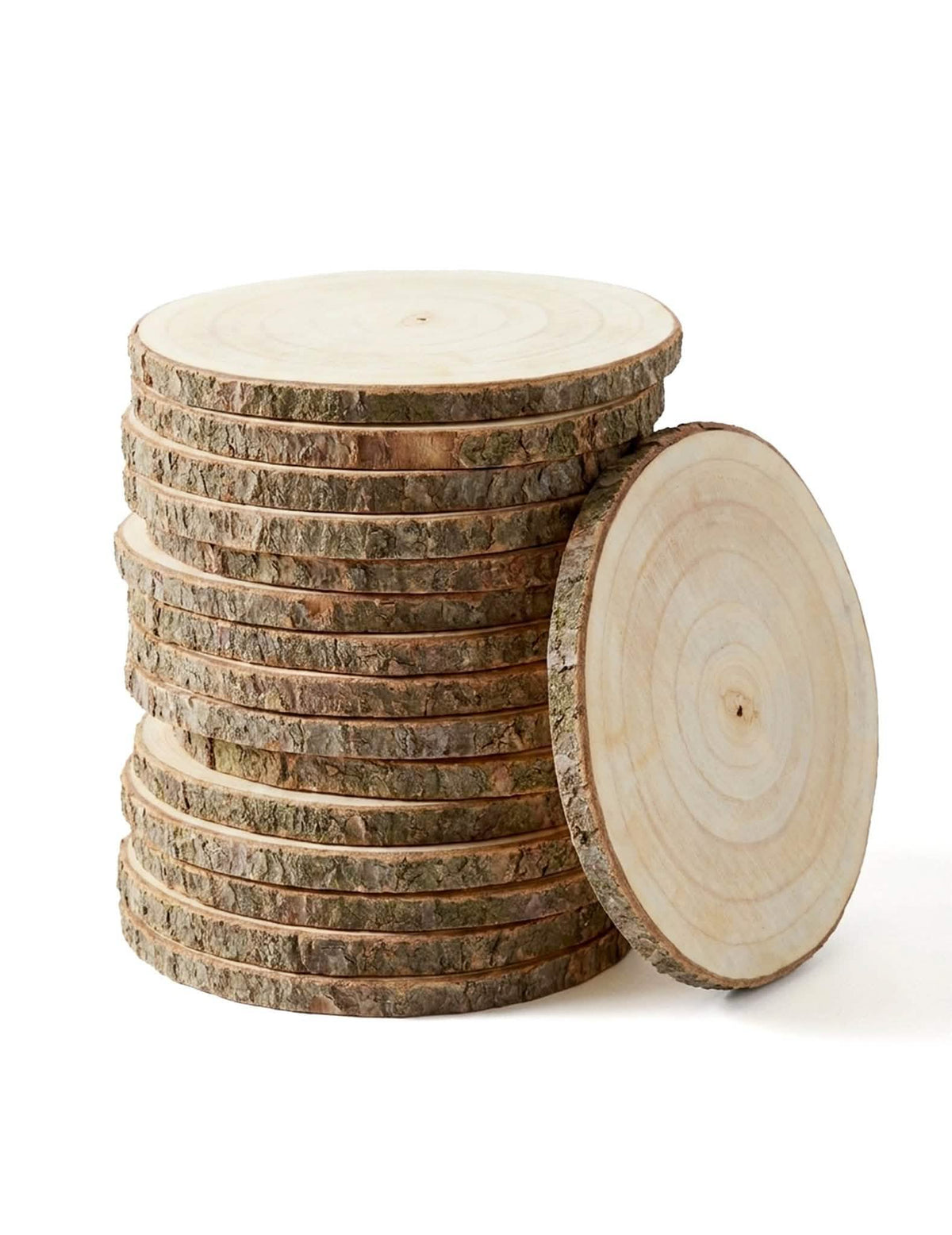 12 natuurlijke houten schijven 28 tot 33 cm