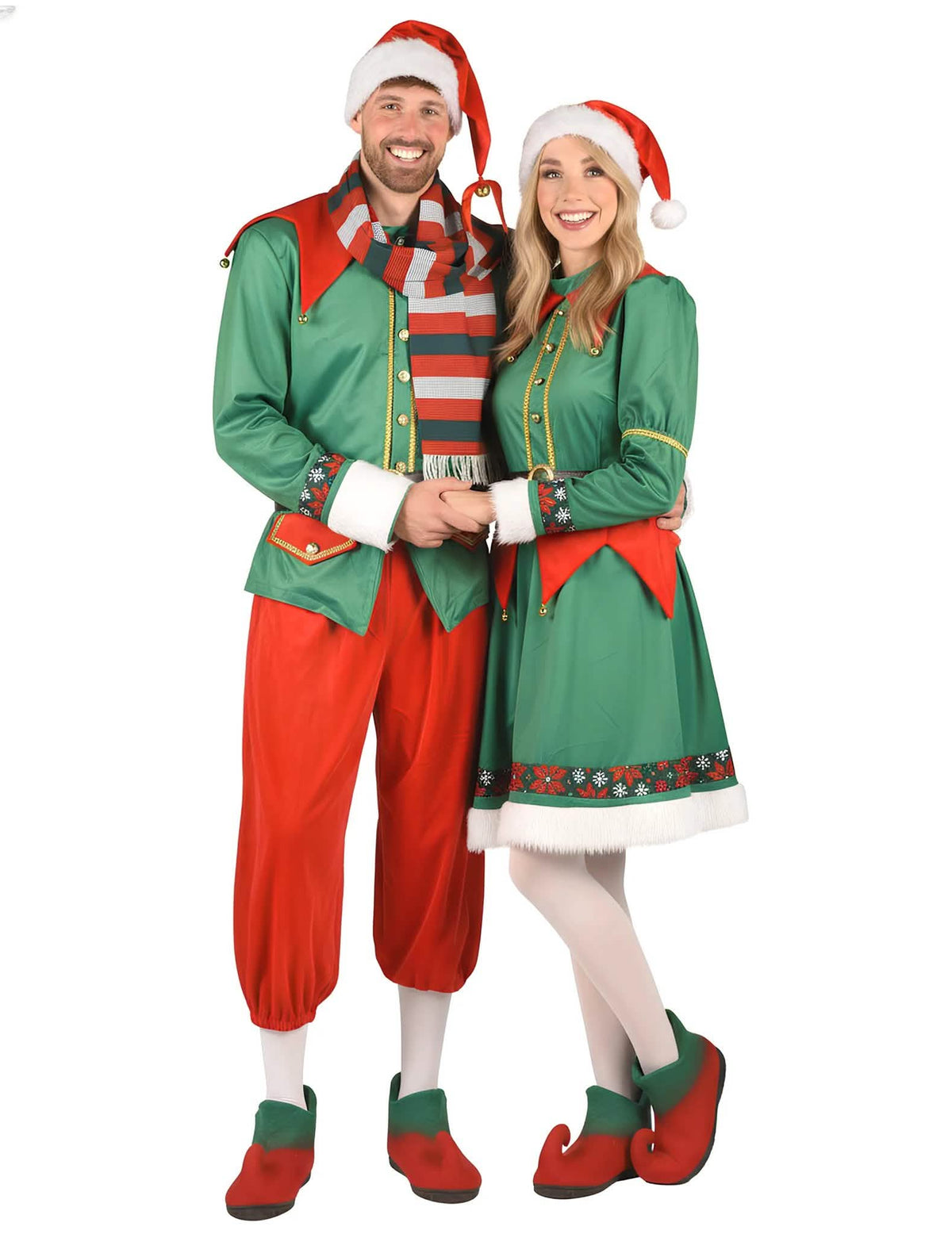 Déguisement de couple elfes de Noël luxe adulte