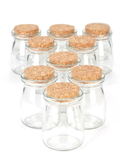 12 petits pots en verre avec bouchon en liège 7 cm