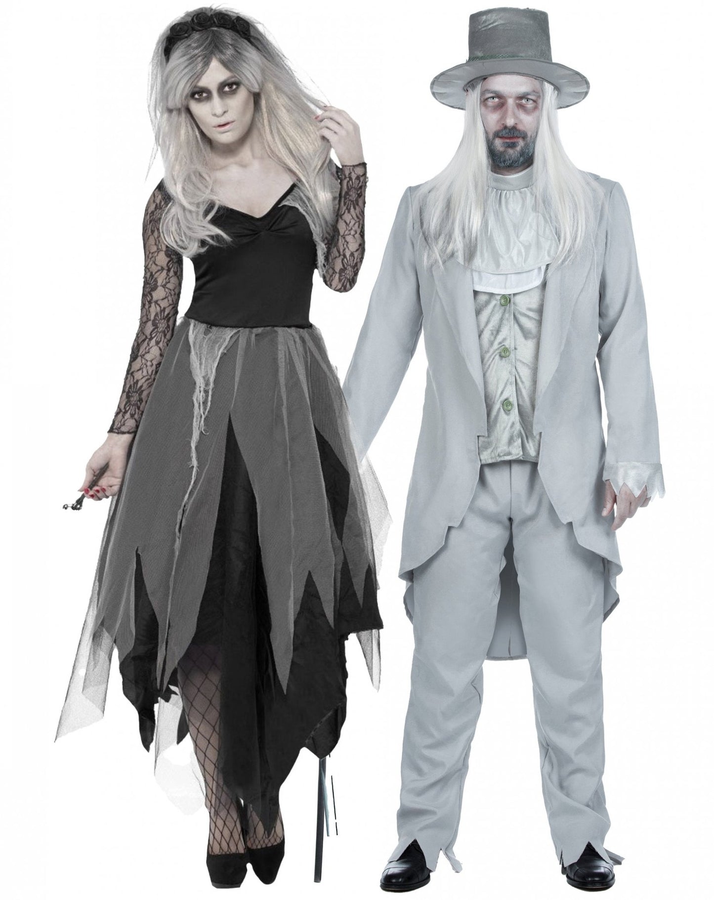 Halloween spookachtig bruidspaarkostuum voor volwassenen