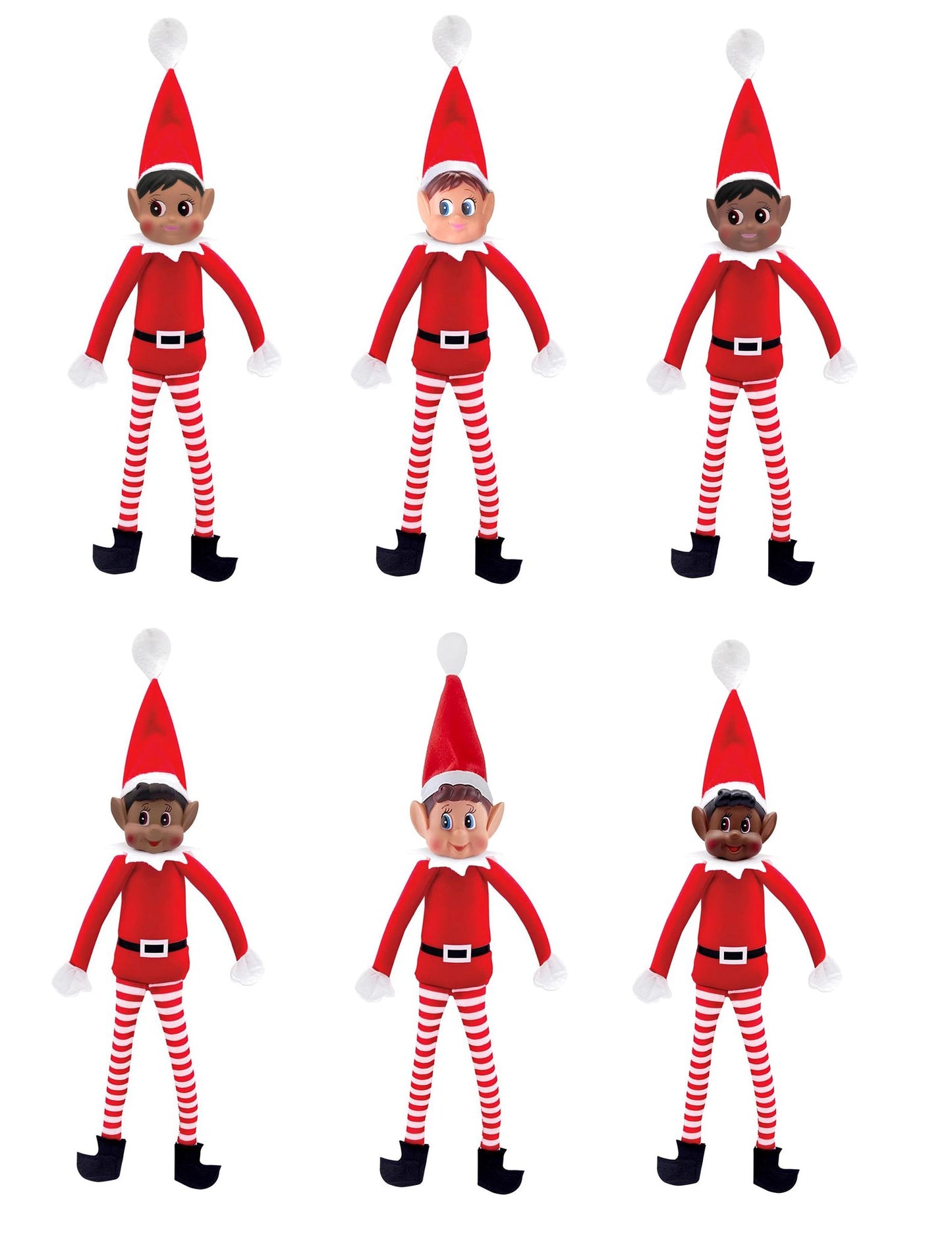 Groep van 6 ondeugende kerstelfjes