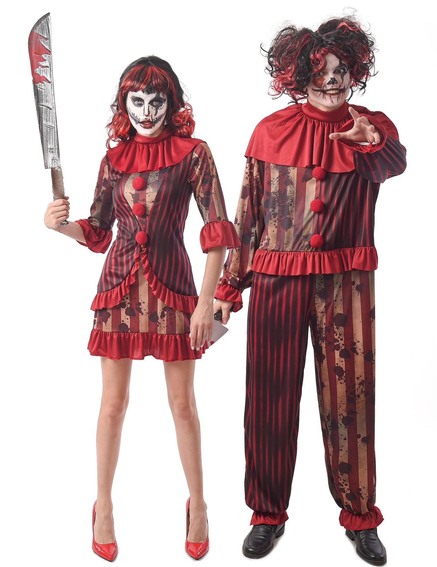 Déguisement de couple clowns sanglants adulte