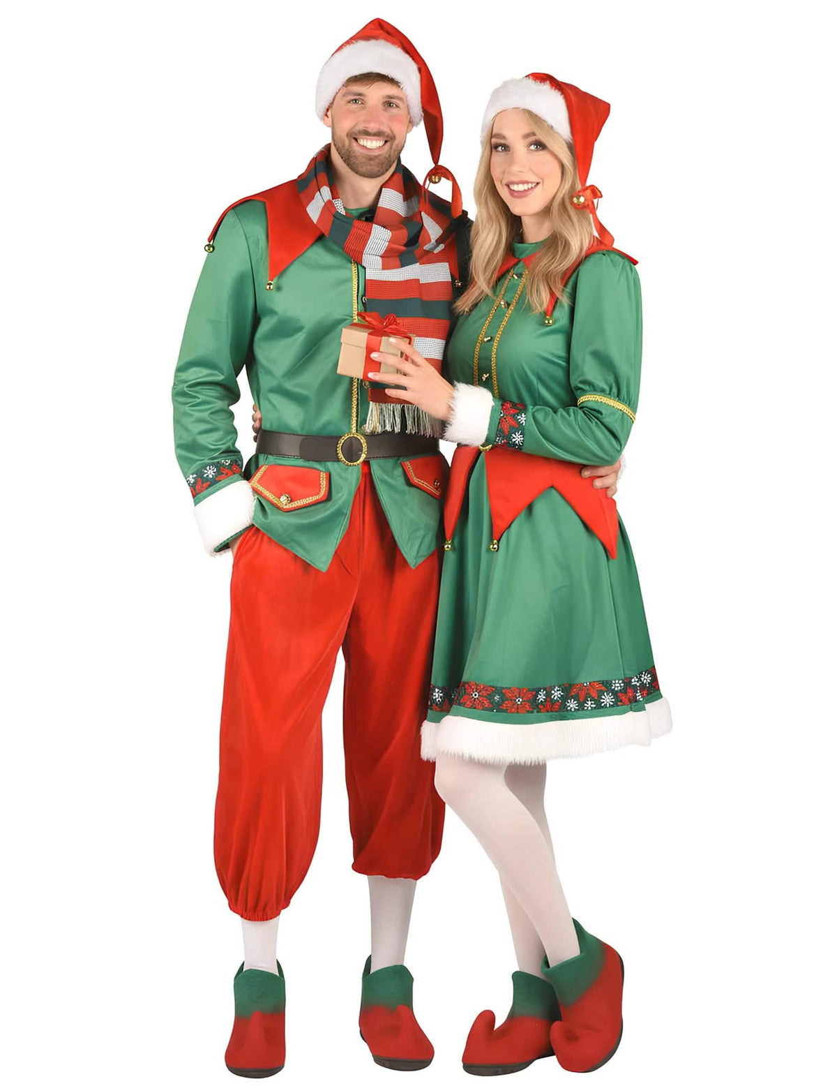 Déguisement de couple elfes de Noël luxe adulte