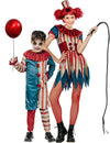 Kleurrijk clownspaarkostuum moeder en zoon Halloween