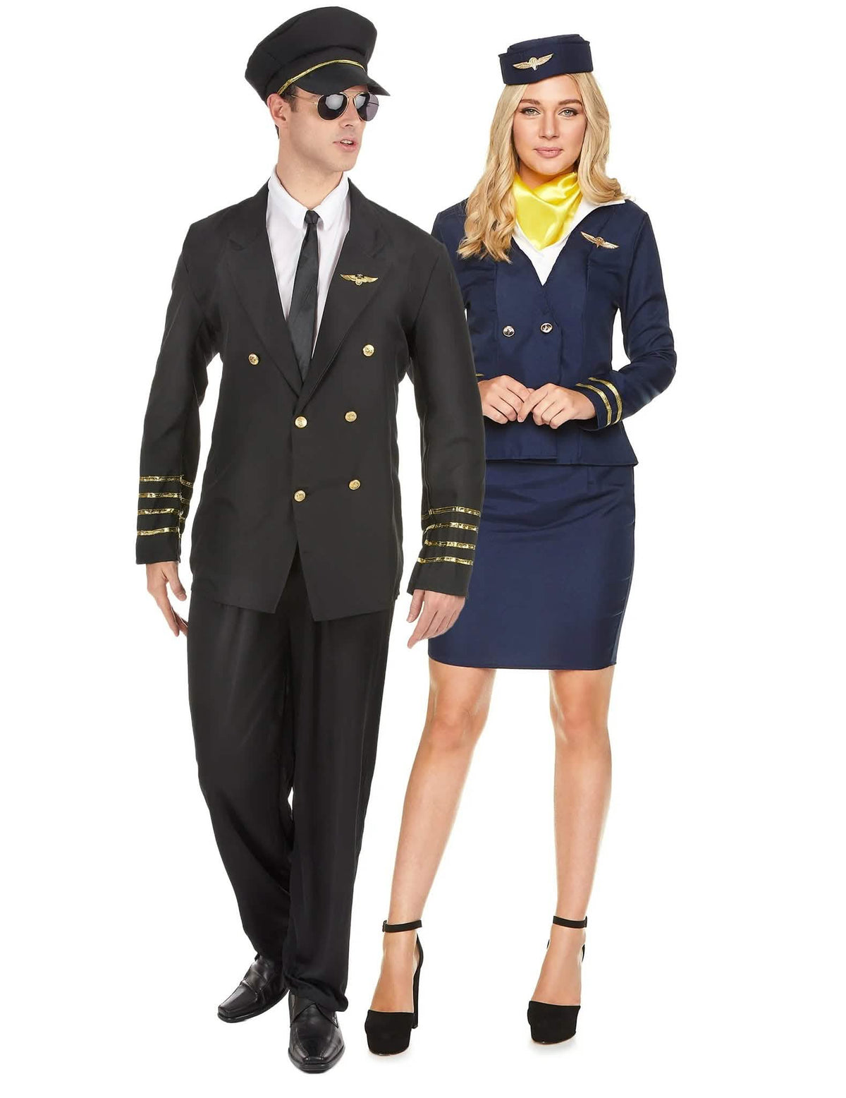 Déguisement de couple capitaine et hôtesse marine adultes